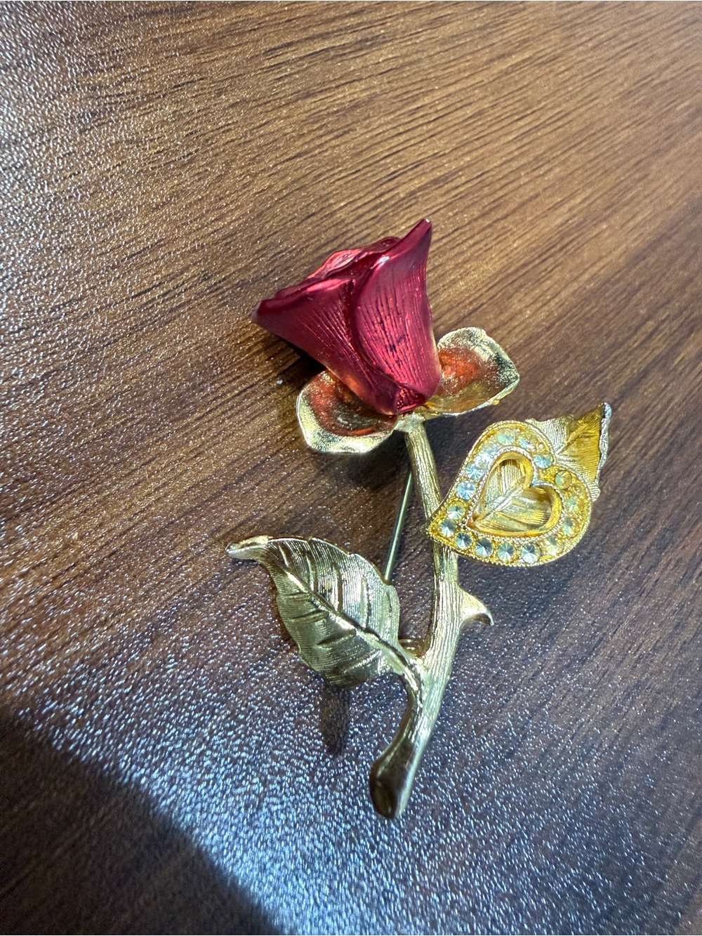 Vintage Kenneth Cole 3D Metallic Red Rose Brooch